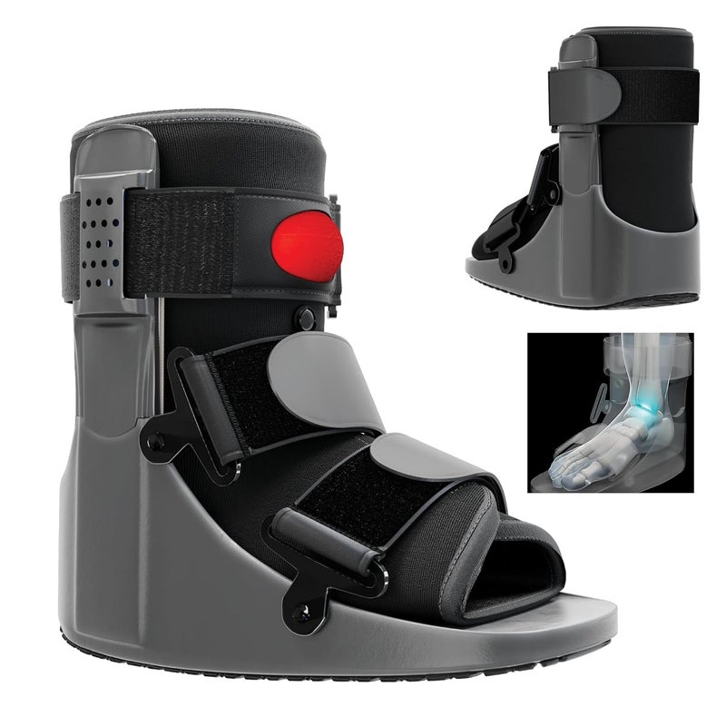 Braceapedia Rapid Recover Short Walking Boot, Fracture Boot, Medical Grade Foot Brace for Fractures, Ankle Boot & Brace, Adjustable Air Pump, Sprain & Injury Recovery, Post Op Shoe, Foot Boot for Injured Foot, Medium, Black - Image 1
